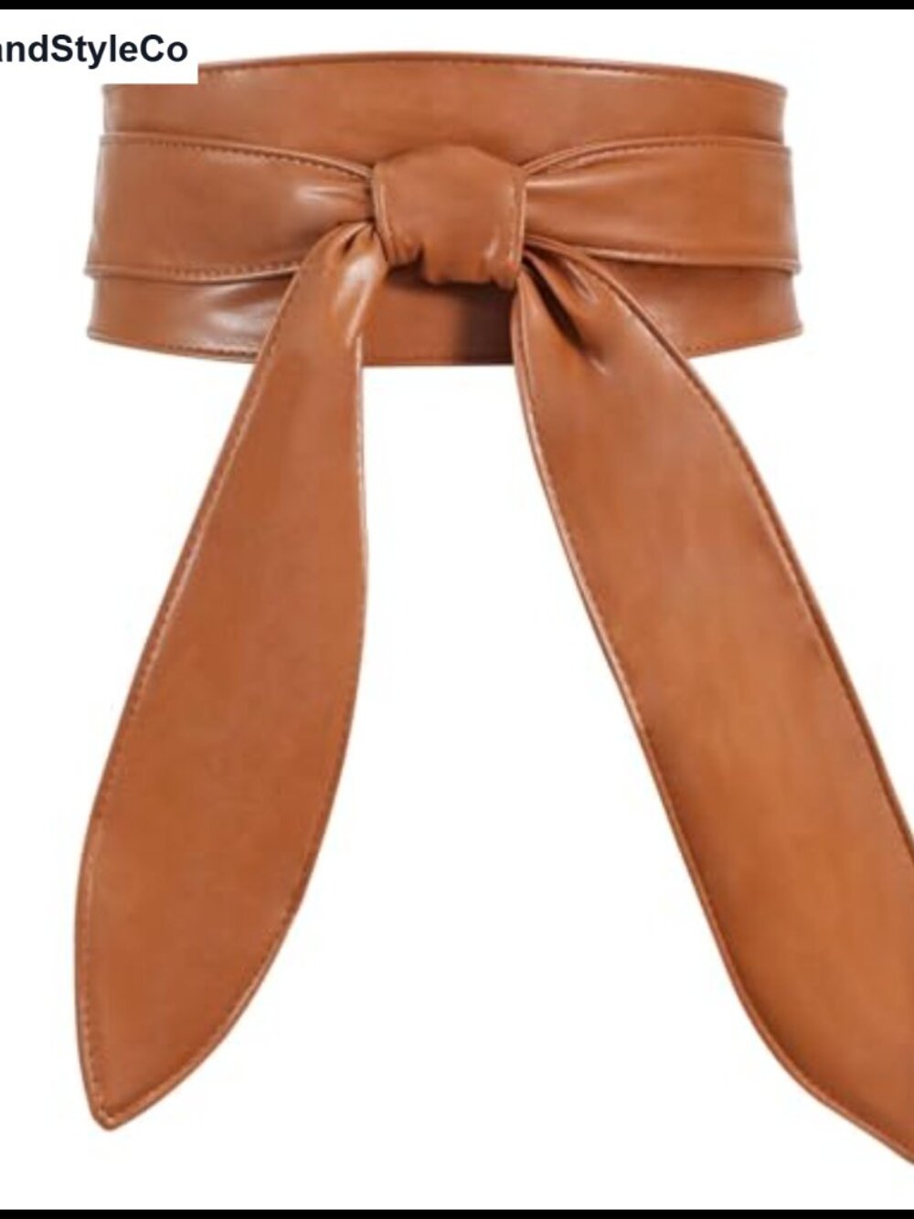 Women's Double-Sided Soft PU Leather Wide Obi Belt Knotted Waistband for Dresses